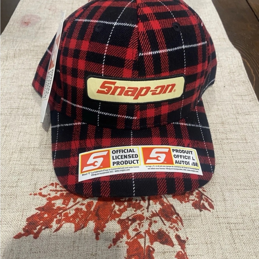 Snap-on Red and Black Plaid Hat